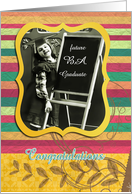 congratulations BA Graduation, vintage girl, colorful card