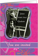 you are invited, daughter’s graduation middle school, vintage girl, card
