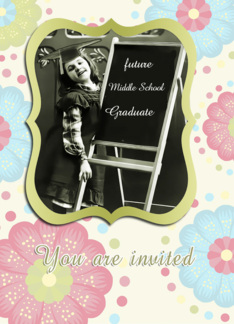 you are invited, daughter's graduation middle school, vintage girl, pastel floral