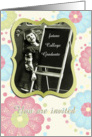 you are invited, daughter graduation college, vintage girl, pastel floral card