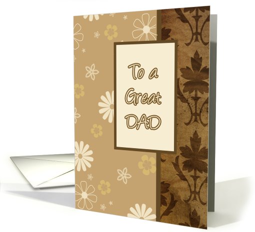 to a great dad, happy father's day, brown tan floral ornaments card