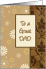 to a great dad, happy father’s day, brown tan floral ornaments card