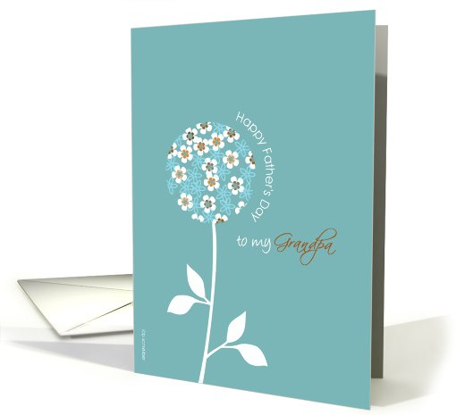 happy father's day to my grandpa card, graphic turquoise flower card