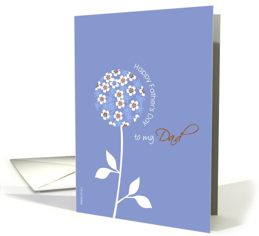 happy father's day to my dad card, graphic blue flower card (820889)