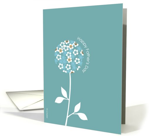 happy father's day card, graphic turquoise flower card (820892)