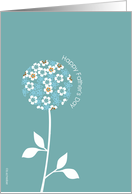 happy father’s day card, graphic turquoise flower card