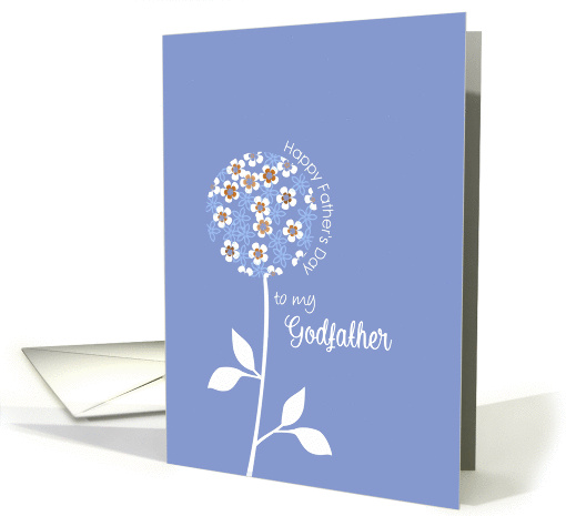 To my Godfather, Happy Father's day card, graphic blue flower card