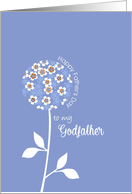 To my Godfather, Happy Father’s day card, graphic blue flower card