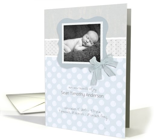 new baby boy birth announcement, photo card, grey,... (821031)