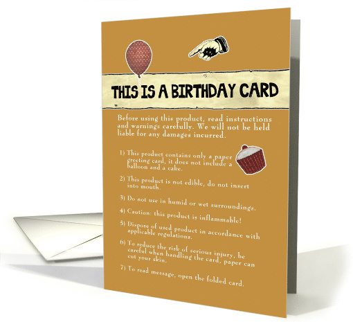 This is a birthday card, humor, balloon and cupcake, brown... (822703)
