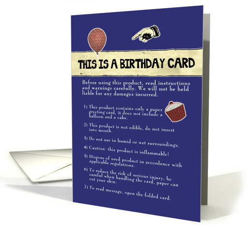 This is a birthday card, humor, balloon and cupcake, blue... (822705)