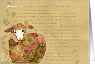 Psalm 23, The Lord is my Shepherd, sheep on tan background card