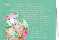 Psalm 23, The Lord is my Shepherd, sheep on green background card