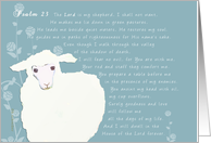 Psalm 23, The Lord is my Shepherd, sheep on green background card
