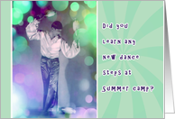 thinking of you, kid at summer camp, letters from home, dancing card