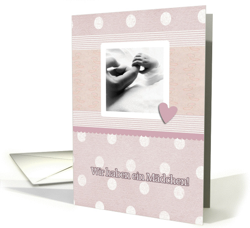 wir haben ein Mdchen, German birth announcement girl card (826630)