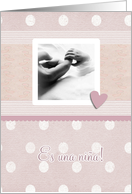 es una nia, Spanish announcement, it’s a girl card