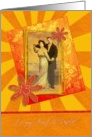 happy 15th wedding anniversary to my aunt & uncle,vintage, orange card
