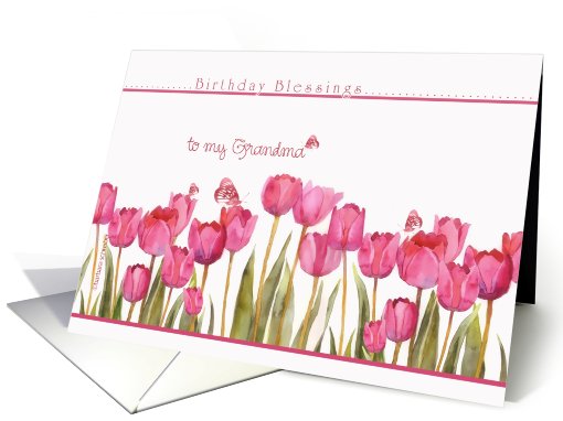 to my grandma,birthday blessings,christian birthday card,tulips card