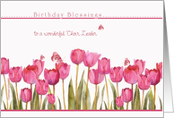 to a wonderful choir leader, blessings,christian birthday card, tulips card