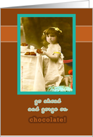 happy national chocolate day, vintage girl card