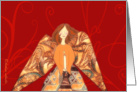 angel with candle, mixed-media painting, swirls card
