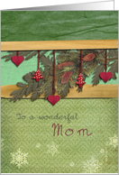 Christmas for Mom Hearts Fir Cone Pine Branch card