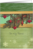 To my Niece, Christmas card, Fir cones on pine branches card