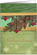 To a Valued Supplier Business Christmas Pine Branch Hearts card