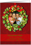 Christmas Photo Red Berries Mistletoe Holly Wreath card