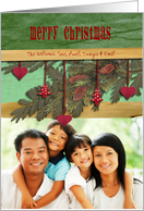 Christmas Photo Hearts Pine Branch Fir Cones card