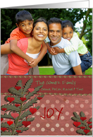 Christmas Custom Photo Leaves and Red Hearts card