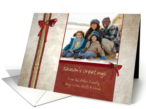 christmas photo card, bow and ribbon effect card (848317)