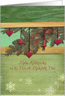 Mele Kalikimaka, Hawaiian merry christmas card, hearts & pine cone card