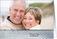 happy holidays, christmas photo card, silver grey christmas trees card