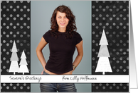 Season’s Greetings Christmas Custom Photo Trees Black and White card