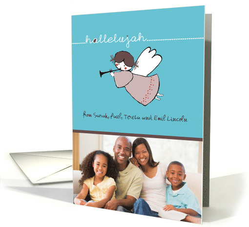 Hallelujah Christian Christmas Custom Photo Angel card (852776)