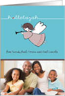 Hallelujah Christian Christmas Custom Photo Angel card