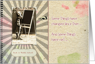 Back to Middle school, vintage girl, blackboard card