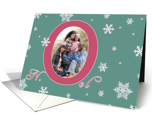 Noel, christmas photo card, red letters, snowflakes, card (854558)