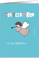 to my Godfather, hallelujah, christmas card, cute angel, trumpet card