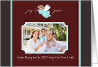 Joy Peace Christmas Custom Photo Religious Angel Blowing Trumpet card