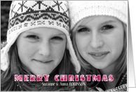 Merry Christmas Custom Photo Red Letters card