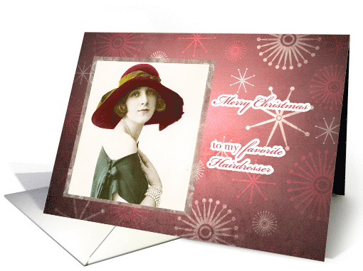 Merry Christmas to my Hairdresser, Vintage Glam Lady card (859495)