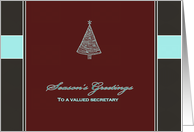 Season’s Greetings, to a valued Secretary, business christmas card