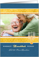 warmest Hanukkah wishes, Chanukah photo card, menorah card