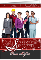 Season’s Greetings from All of Us Business Christmas Custom Photo card