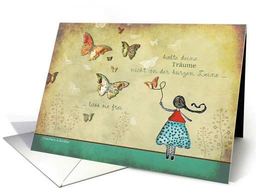 lebe deine Trume, live your dreams in German, motivational card