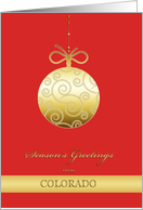 Season’s Greetings from Colorado Faux Gold Christmas Bauble card