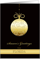 Season’s Greetings from Florida Faux Gold Christmas Bauble card